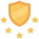 gold stars and shield icon